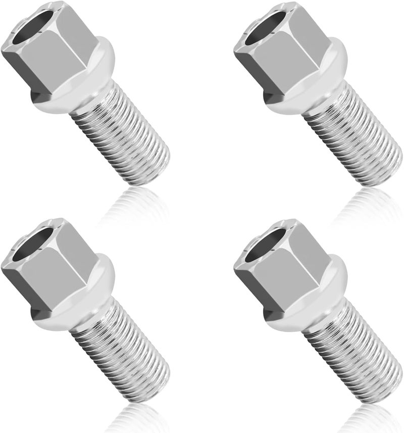 SamWinGear Wheel Bolts M14x1.5 Lug Bolts Wheel Studs WHT001812 Ball Seat Wheels Lug Bolt Alloy Steel 27mm Shank Length Chrome Replace Bolt Studs Hub Screws with Nuts for Audi Seat Skoda VW - Image 1